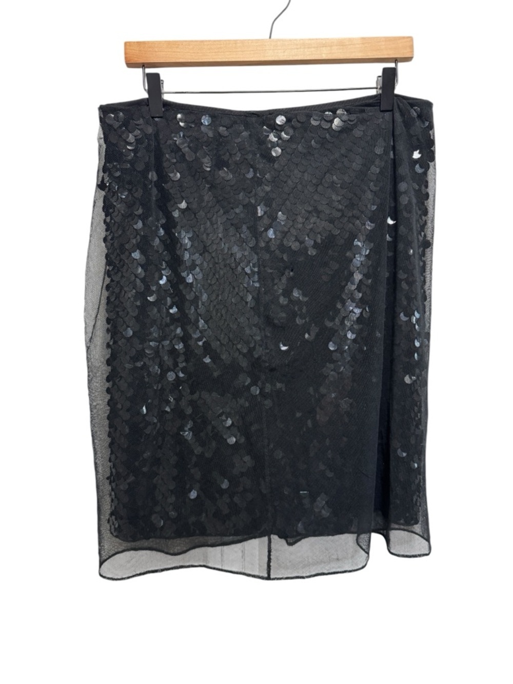 Elie Tahari Black Mesh Sequin Maya Skirt Size 12